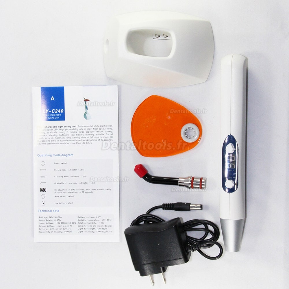 LY-C240A lampe à polymériser dentaire sans fil 2200mw