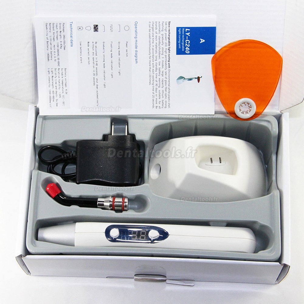LY-C240A lampe à polymériser dentaire sans fil 2200mw