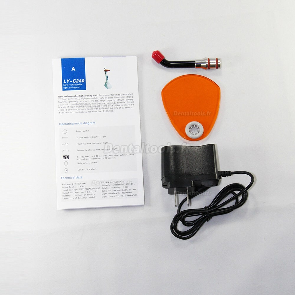 LY-C240A lampe à polymériser dentaire sans fil 2200mw