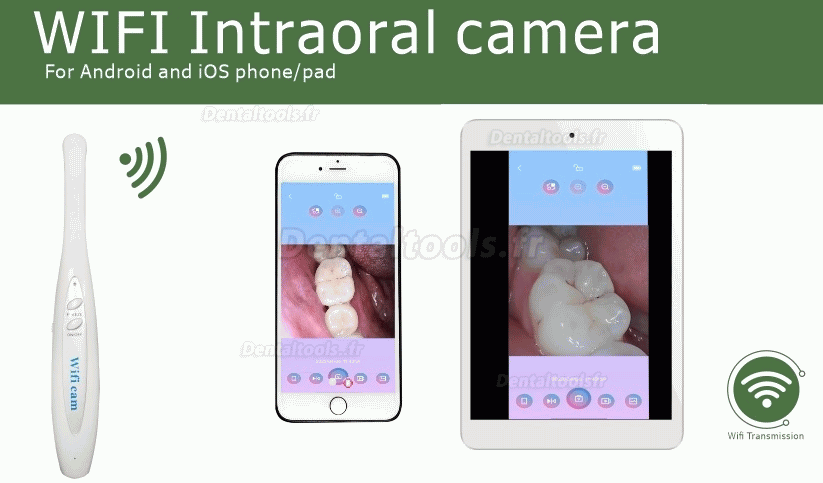 Caméra intra-orale dentaire WiFi sans fil MD-100 pour téléphone portable et iPad