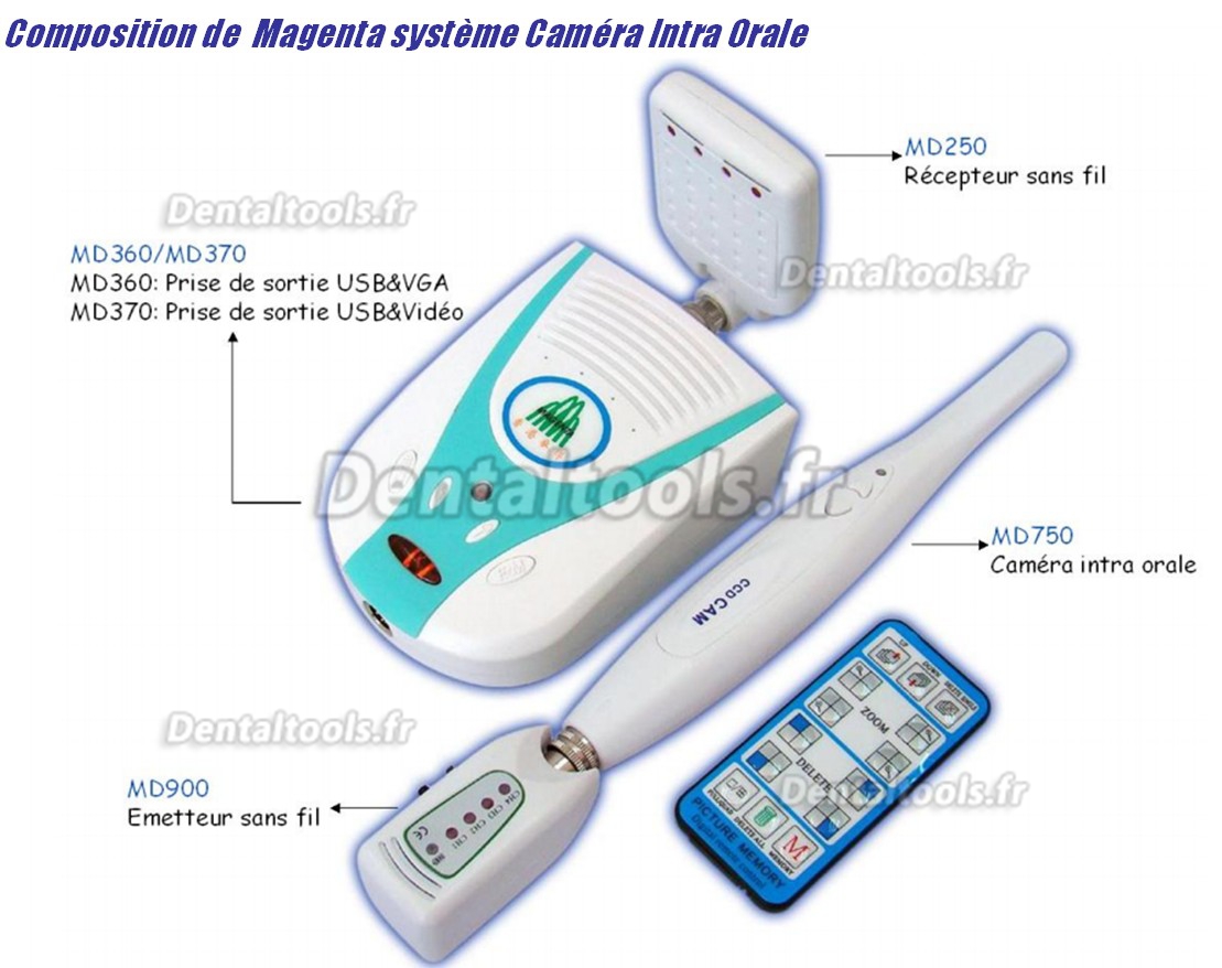 Magenta® Caméra intra orale sans fil MD750+MD360+MD900+MD250 USB & VGA