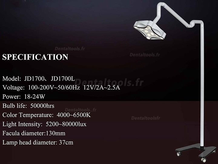 Micare JD1700L Lampe chirurgicale dentaire mobile lampe d'examen sans ombre Micare JD1700L Lampe chirurgicale dentaire mobile lampe d'examen sans ombre