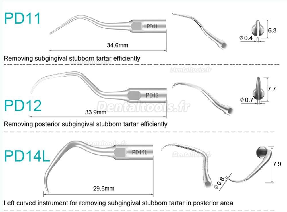 Refine insert ultrasonique P10 P11 P12 P14L P18 P20 P20L P20R P21 22 LR compatible avec Woodpecker EMS