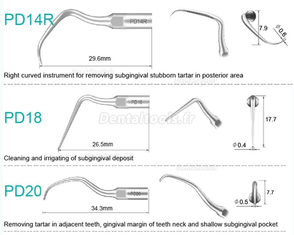 Refine insert ultrasonique P10 P11 P12 P14L P18 P20 P20L P20R P21 22 LR compatible avec Woodpecker EMS