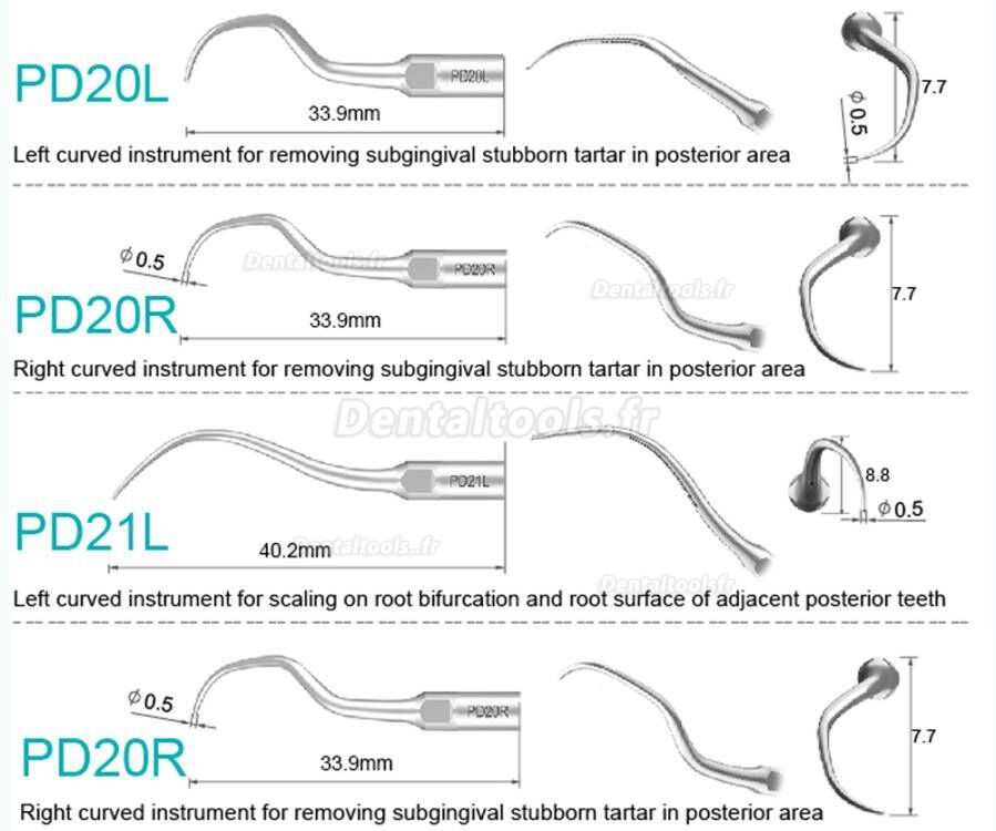 Refine insert ultrasonique P10 P11 P12 P14L P18 P20 P20L P20R P21 22 LR compatible avec Woodpecker EMS