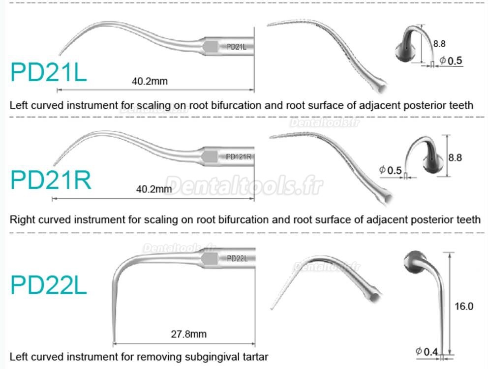 Refine insert ultrasonique P10 P11 P12 P14L P18 P20 P20L P20R P21 22 LR compatible avec Woodpecker EMS