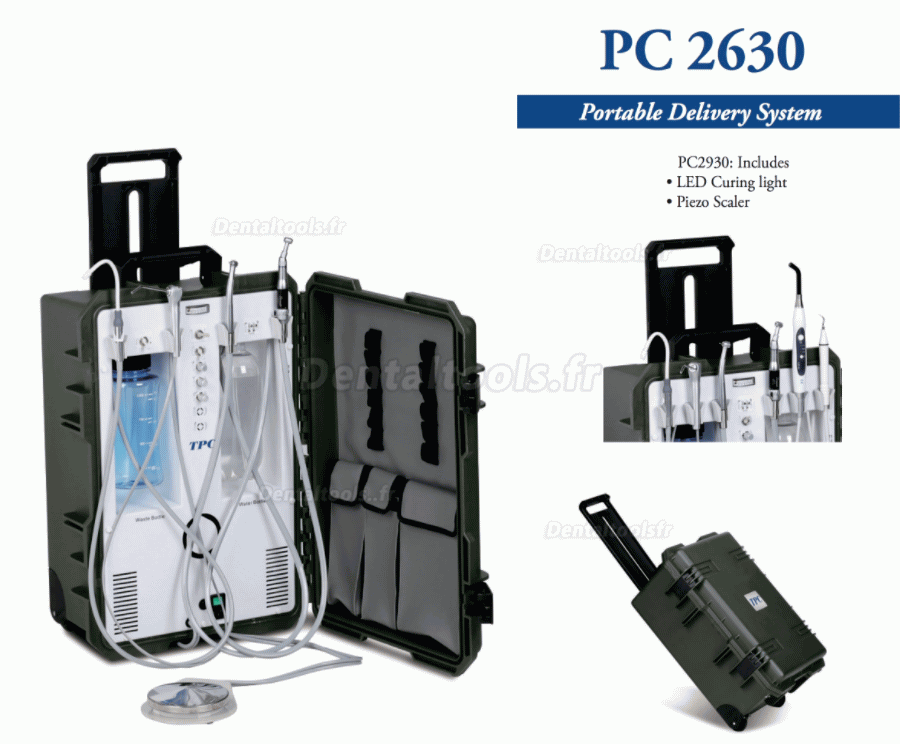 PTC PC2630 Unité de livraison dentaire portable avec compresseur d'air + seringue à 3 voies