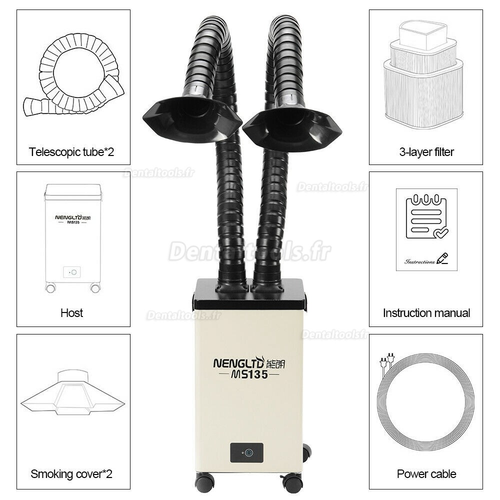 Extracteur de fumée d'air pur mobile soudure soudage purificateur de fumée filtre Double tête MS135