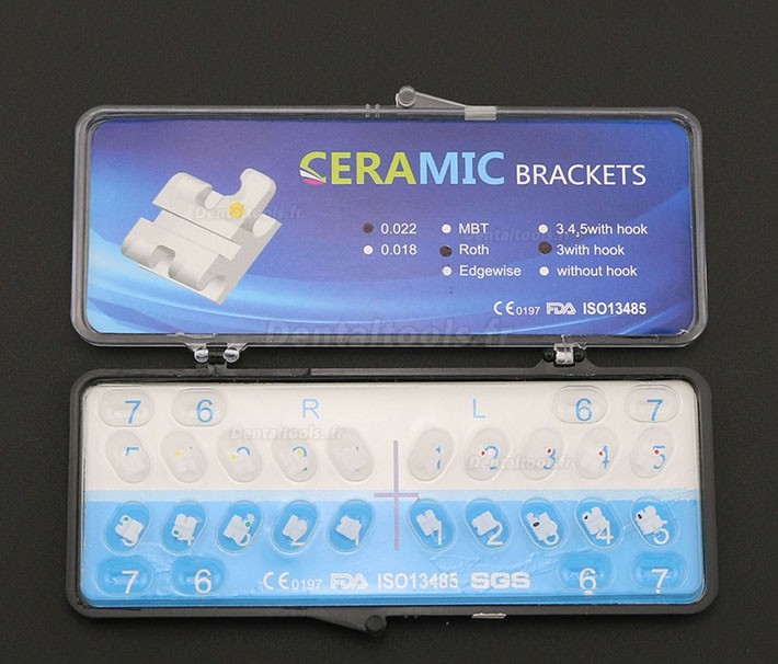 5 Paquet/100Pcs Céramique Bracket Orthodontique Esthétique ROTH 022 3 Hooks