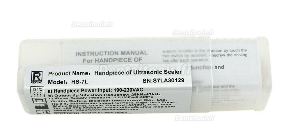 Refine® HS-7L Pièce à main de détartreur à ultrasons Fit Satelec Acteon Suprasson P5 LED P5XS LED DTE détartreur