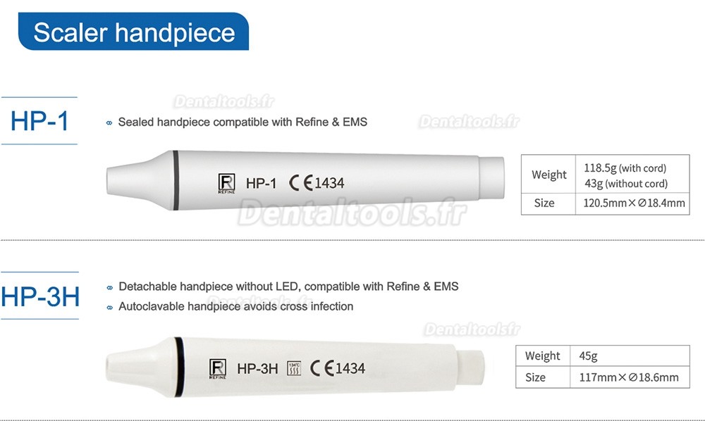 Refine piece a main ultrason dentaire avec LED compatible avec Refine & EMS