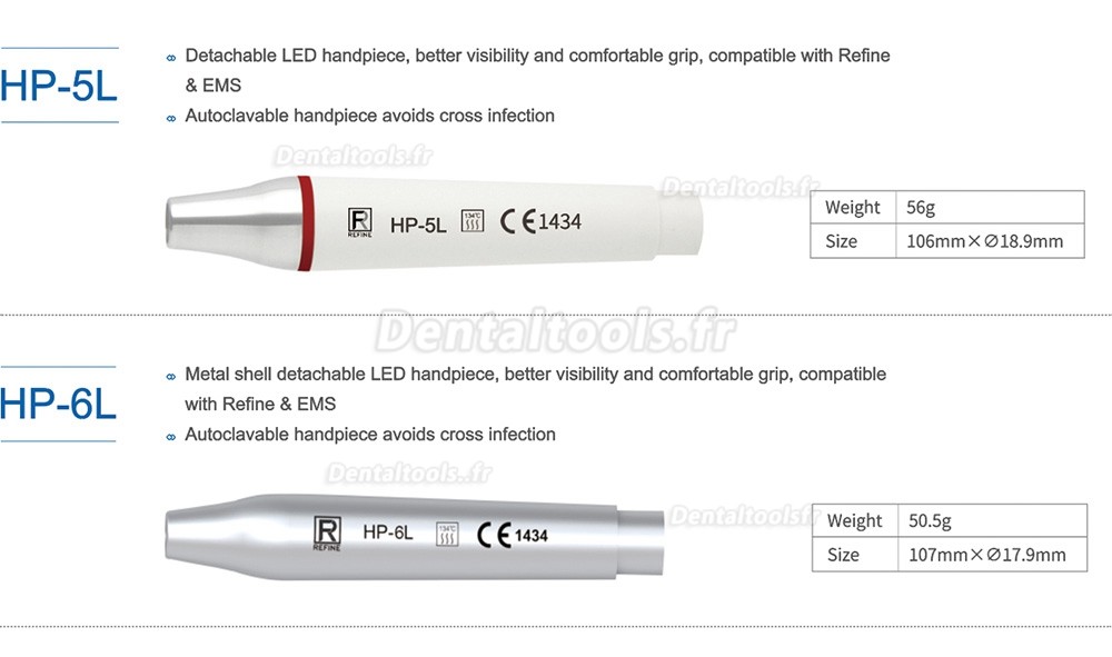 Refine piece a main ultrason dentaire avec LED compatible avec Refine & EMS