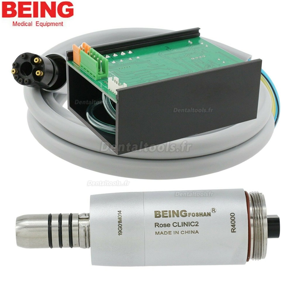 Being® Rose 4000 Micromoteur dentaire électrique + Contre-angle multiplicateur 1:5 avec lumière 202CAI5-B