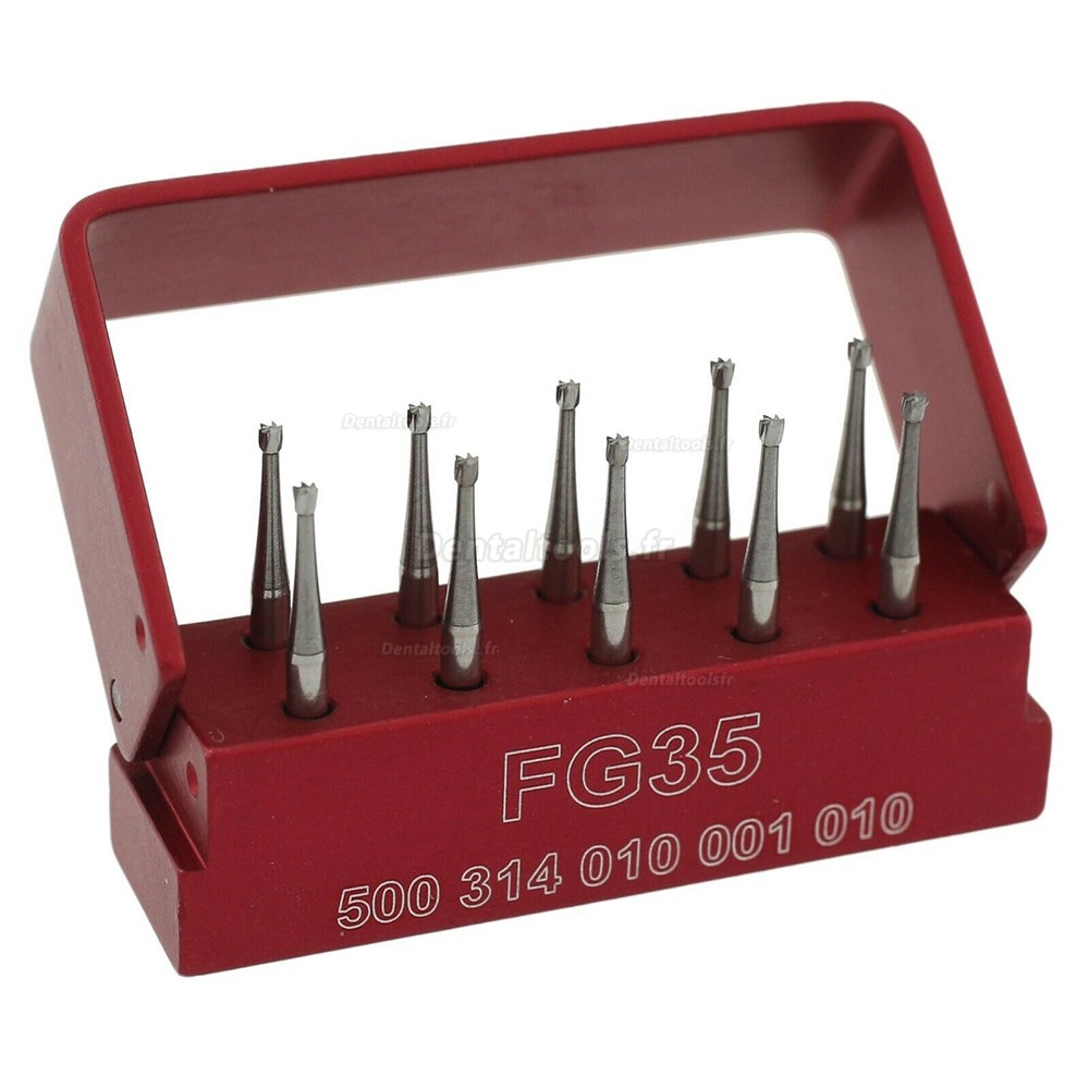 10Pcs SBT fraises en carbure dentaire 1.6mm poignée de friction à cône inversé FG 35 36 37