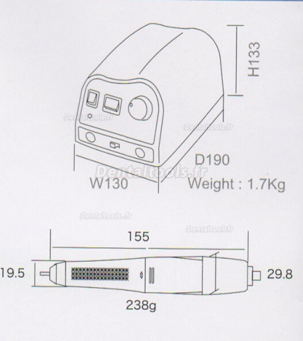 Dental Lab SAESHIN 206 + 103L Brosse Micromotor 45000 RPM avec pièce à main