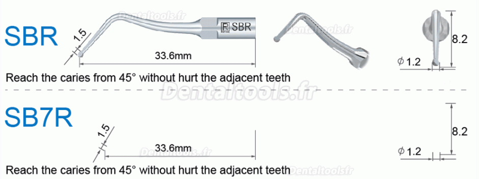 5Pcs Inserts ultrasonique SB1 SB2 SB3 SB4 SB5 SBR SBL compatible avec piece a main Ultrason REFINE EMS Woodpecker