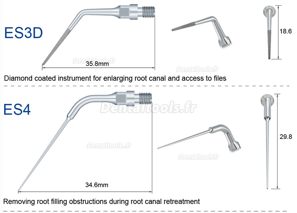 5Pcs Inserts ultrasonique endodontie ES3D ES4D ES5D ES10D ES14 ES14D ES15 ES15D compatible avec piece a main Ultrason Sirona