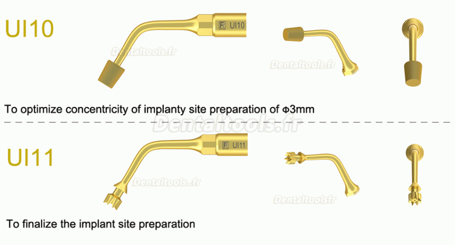 1Pcs nserts piezochirurgie dentaire pour l'implant de levage des sinus de coupe osseuse Ul6 UI7 UI8 UI9 UI10 UI11 compatible avec Mectron Woodpecker