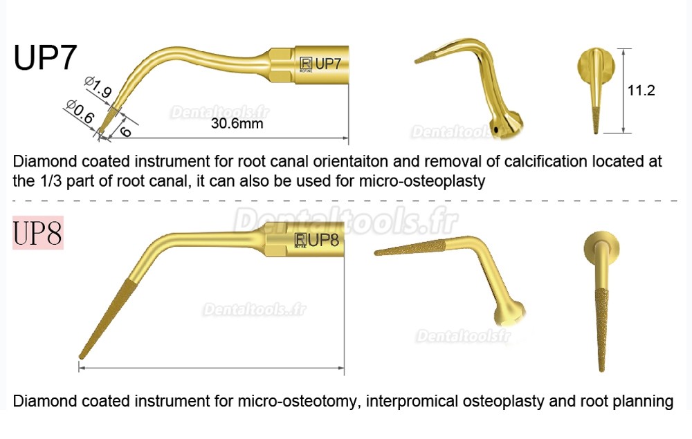 1Pcs nserts piezochirurgie dentaire UP1 UP2 UP3 UP4 UP5 UP6 UP7/8 compatible avec Bone Cutting Sinus liftingfor Mectron Woodpecker Silfradent