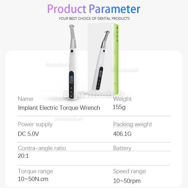 Kit de clé dynamométrique électrique universelle pour Implant dentaire 10-50N/CM avec 16 tournevis