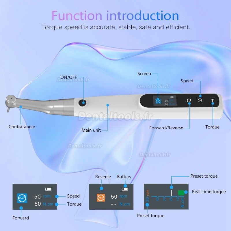 Kit de clé dynamométrique électrique universelle pour Implant dentaire 10-50N/CM avec 16 tournevis