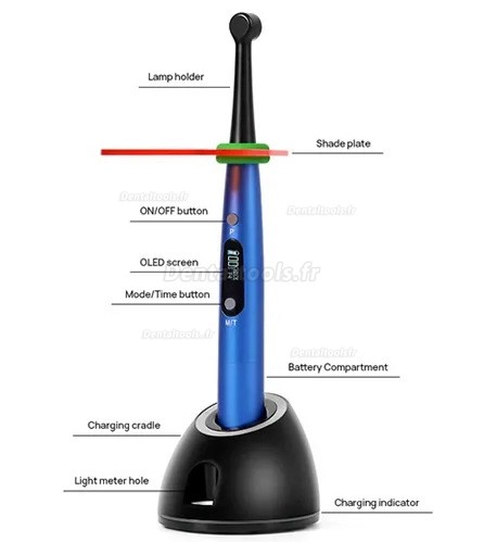 VRN DV-50 Lampe à polymériser LED sans noyau dentaire avec détection de caries et radiomètre LED