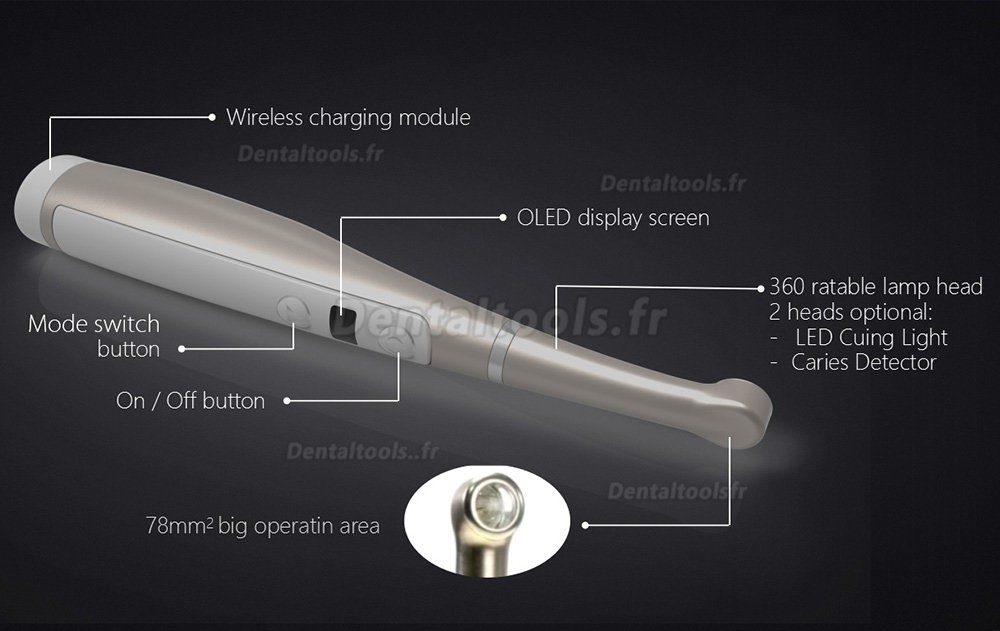 VRN Vafu 5W Lampe de polymérisation Led dentaire sans fil 2500MW avec 4 LED Lumière bleue