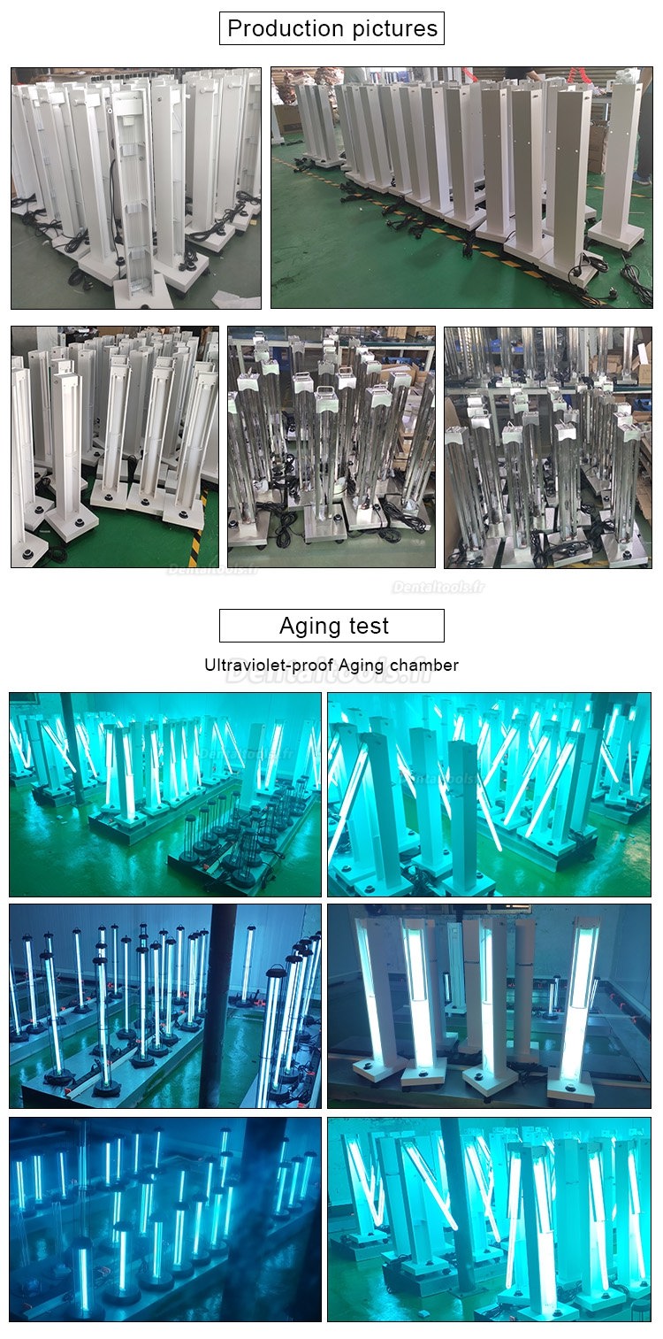 1500W Stérilisateur de lumière UVC mobile de grand espace d'hôpital d'usine de lampe de désinfection de pièce UV