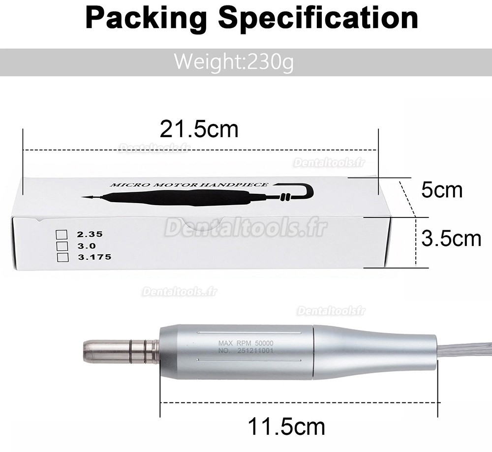 Moteur &eacute;lectrique dentaire 50000 tr min pour contre-angle et pi&egrave;ce &agrave; main droite