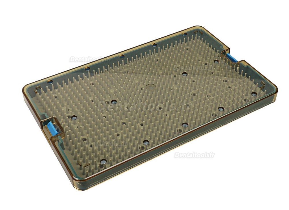 Grand plateau de st&eacute;rilisation pour instruments dentaires avec tapis en silicone