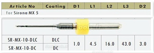 1 Pièces Fraises dentaires en zircone Cad Cam fit Sirona MX5 0.5mm/1mm/2.5mm 