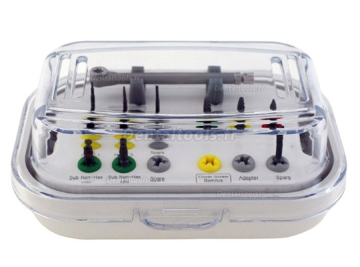 Fixation d'implant dentaire et kit de retrait de vis fracturées