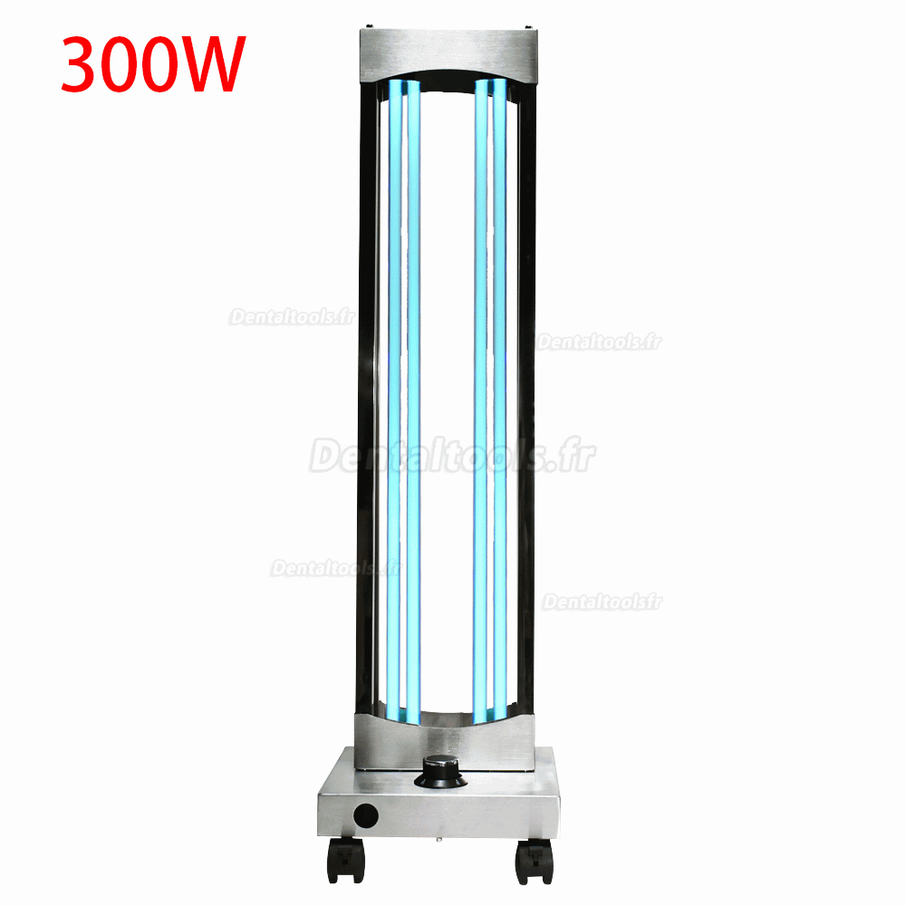 300W Professionnel Chariot de stérilisation à l'ozone UV Lampe germicide Chariot de désinfection à la lumière UVC Acier 